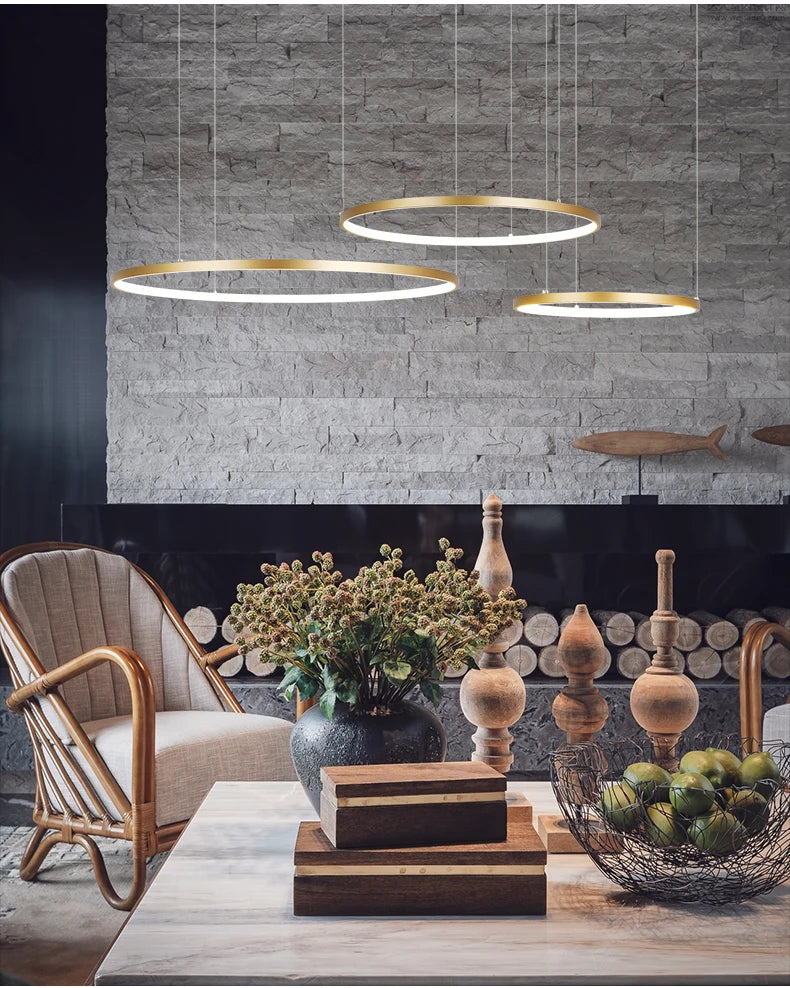 MZXFA Modern LED Pendant Chandelier | Brightness Dimmable, 40β100cm Ring Light