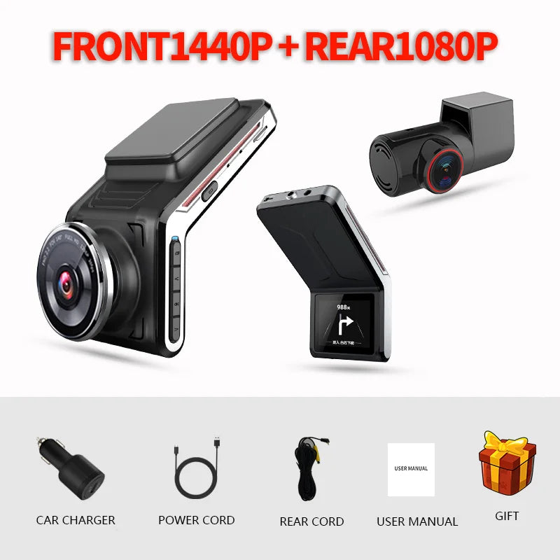 Sameuo U2000 4K Dash Cam – Front & Rear Car DVR with WiFi, Night Vision & Parking Monitor