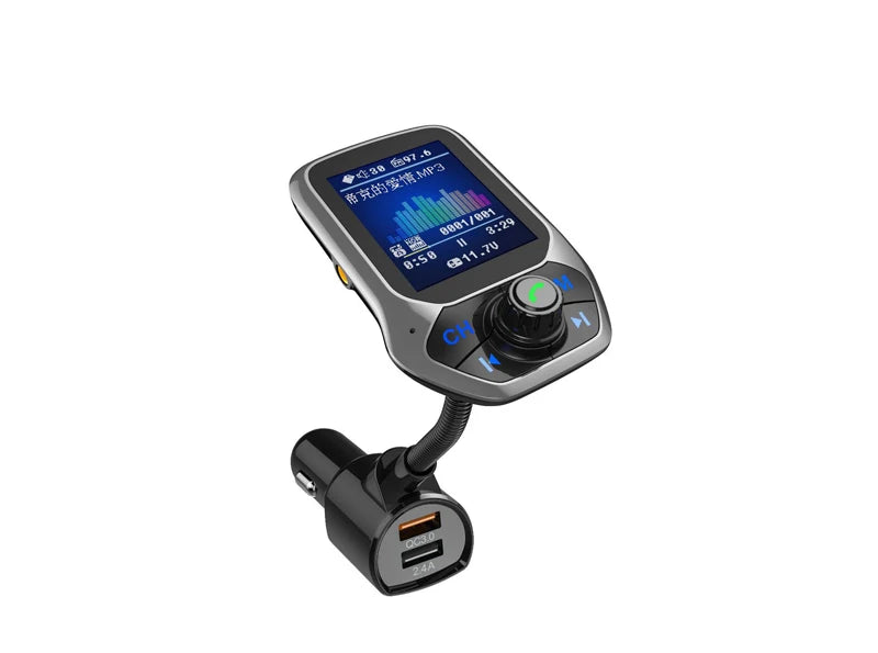 YASOKRO YSR31 Bluetooth FM Transmitter Car Kit – Hands-Free Calling, AUX & TF Card Music, Dual USB Charging