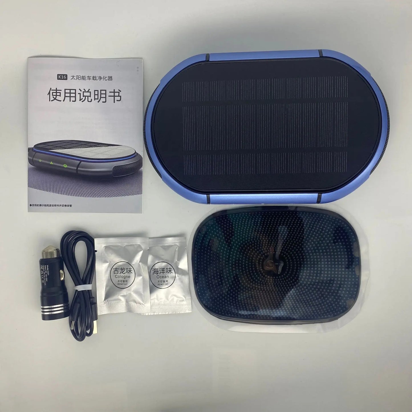 Solar Air Purifier Car Auto Negative Ion Generator USB Rechargeable Oxygen Bar Deodorization Formaldehyde Removal Air Purifier