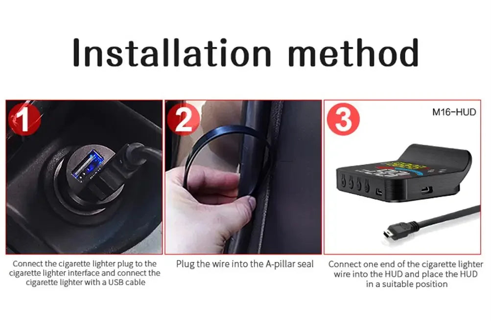 ZMFJH GPS + Beidou Car Head-Up Display – USB Powered Digital Speedometer HUD with Compass, Overspeed Alarm & Auto Brightness