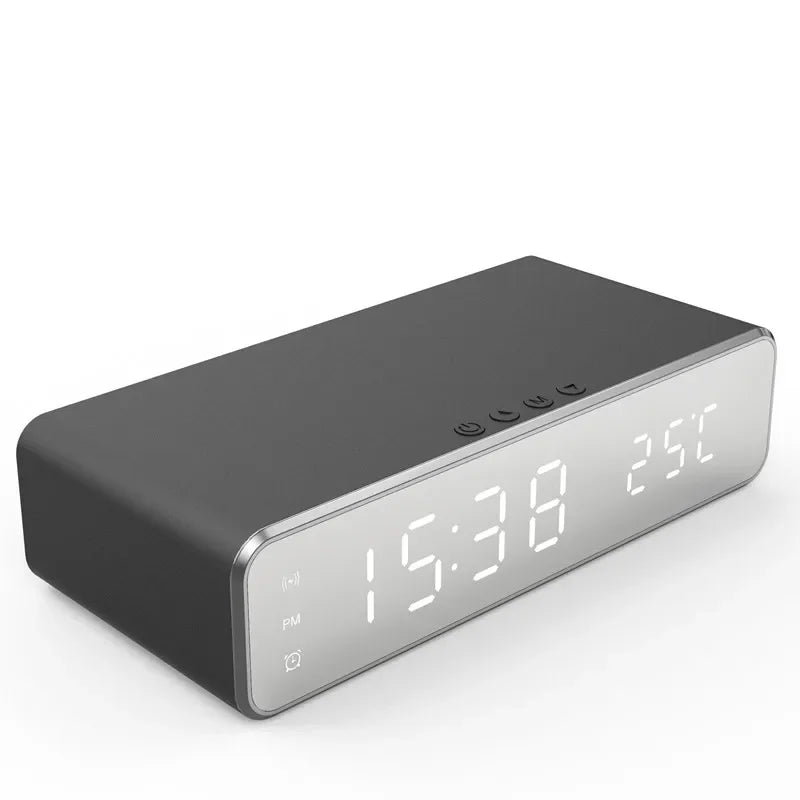 Opansten Wireless Charging Alarm Clock – 5W Qi Charger with Time, Temperature & LED Display