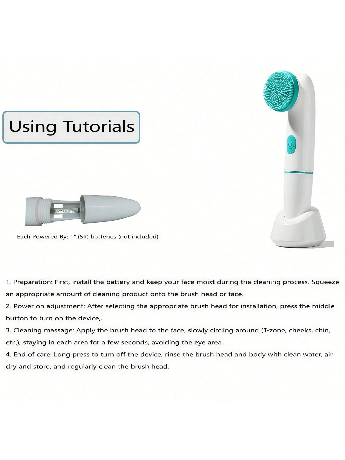 Electric Facial Cleansing Brush – Battery Powered Waterproof Face Cleanser