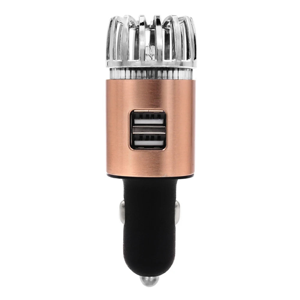 Mini Car Air Purifier with 5.6 Million Negative Ions & Dual USB Fast Charger – LED Oxygen Bar Freshener