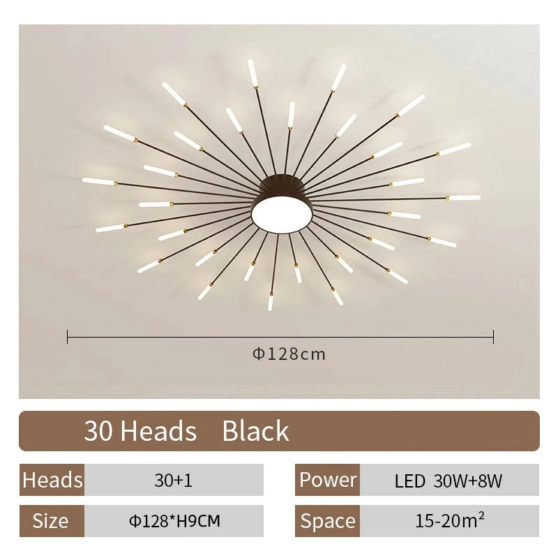 AuroraRealm Modern Black LED Ceiling Light | Large Diameter, Remote Control