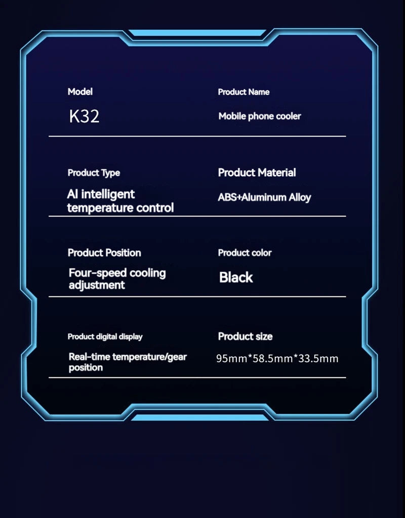 K32 Smartphone Cooler | Dual-Core Radiator, Digital Temperature Display & RGB
