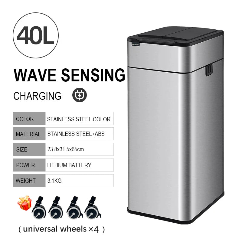 mart Stainless Steel Trash Can 20β60L β Touchless Sensor Kitchen Bin with Wheels