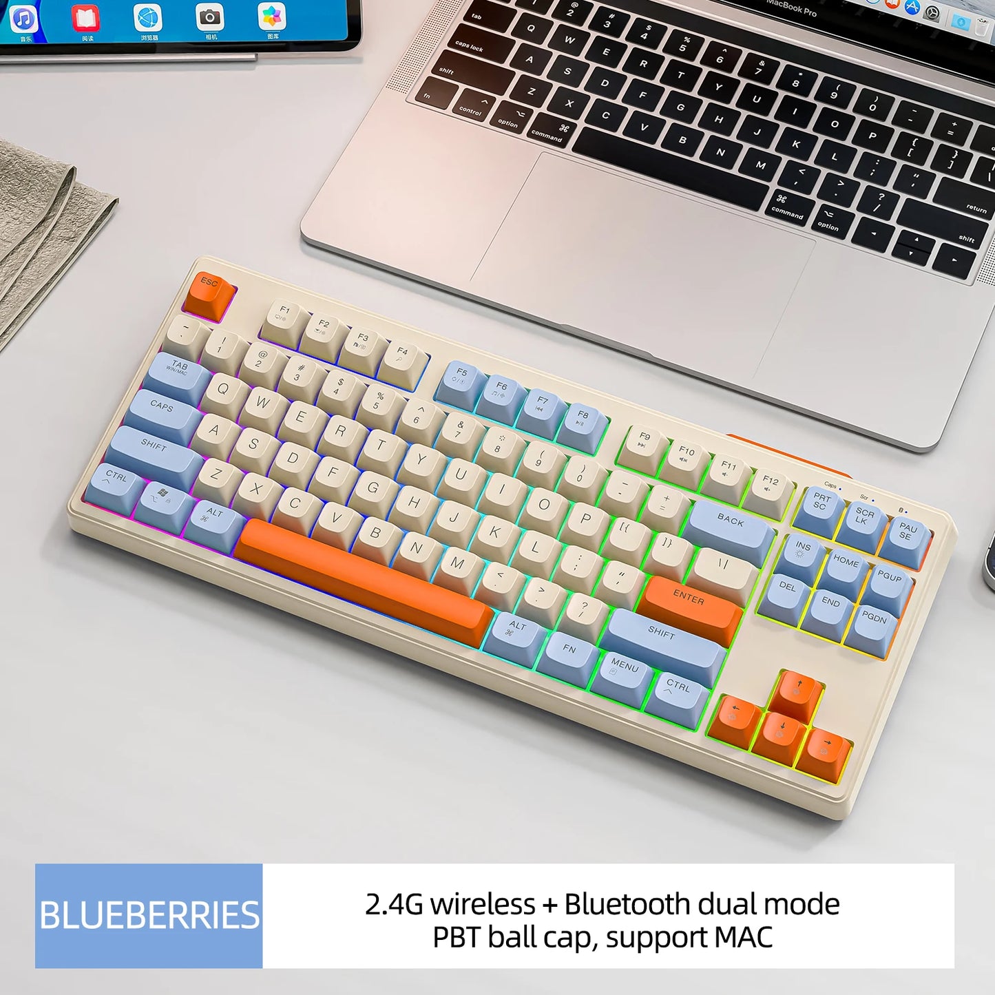 M87 Wireless Keyboard & Mouse Combo – Bluetooth Dual Mode, 87-Key Mini Layout
