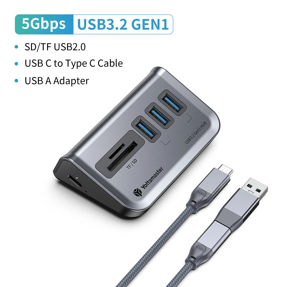 GA1 USB-C Hub with Power Supply β 7 Ports, 10Gbps High-Speed Data Transfer