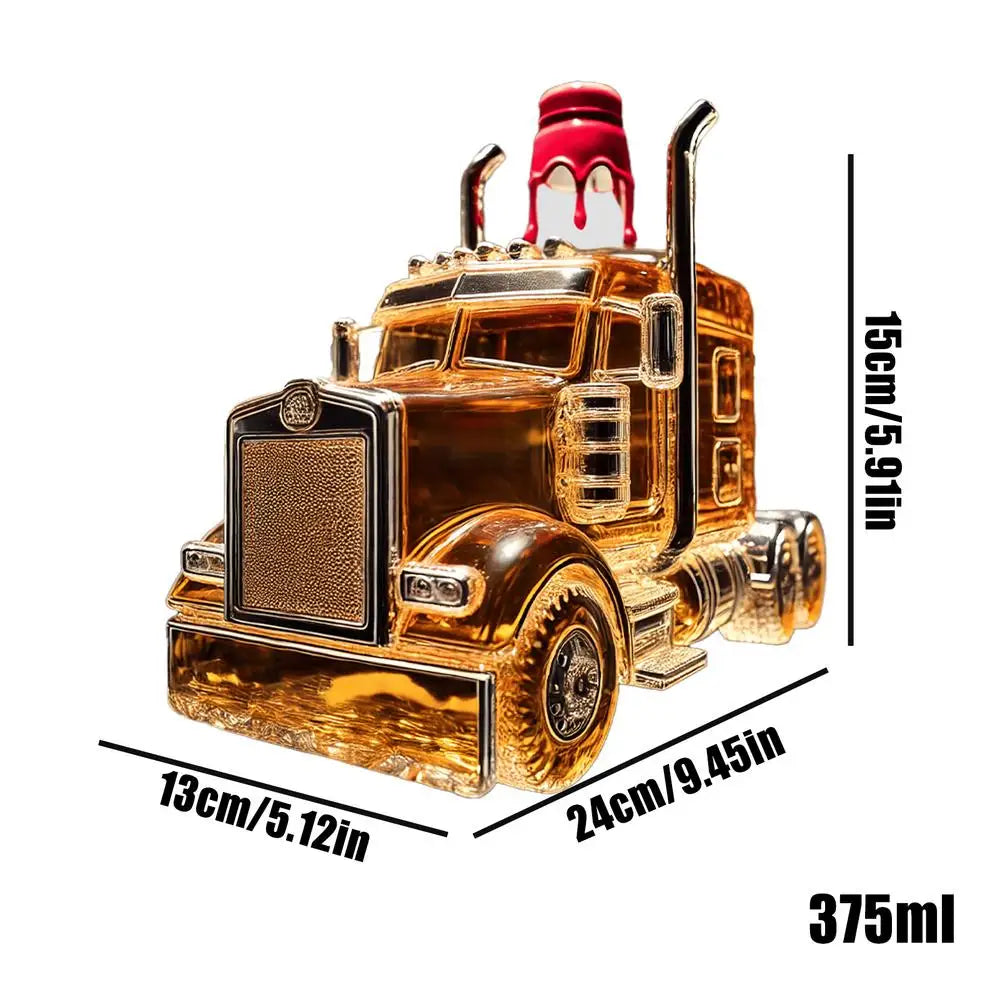 Vintage Truck-Style Glass Whiskey Decanter 375ml – Decorative Liquor Bottle with Unique Stopper for Bar & Home