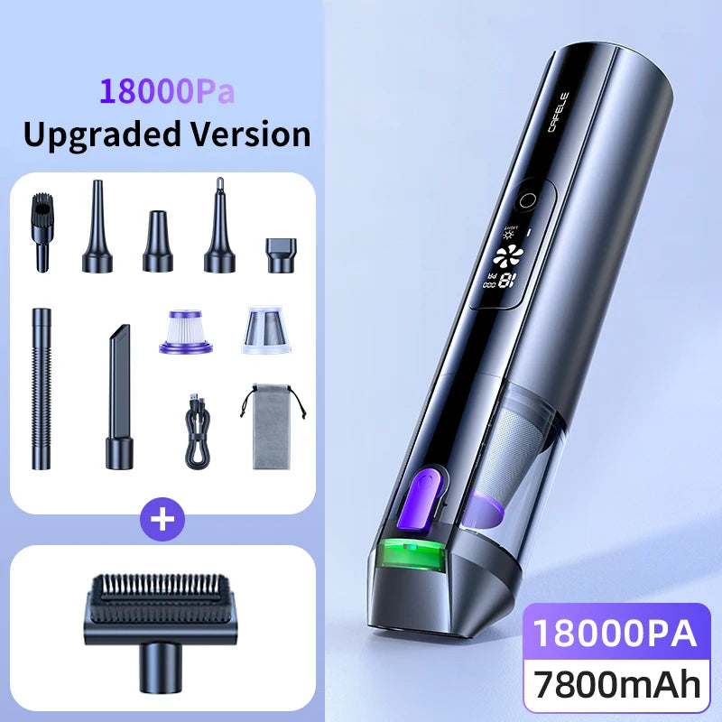 cafele CX06 4-in-1 Cordless Car Vacuum Cleaner – 18000Pa Brushless, Air Pump & Wind Blower