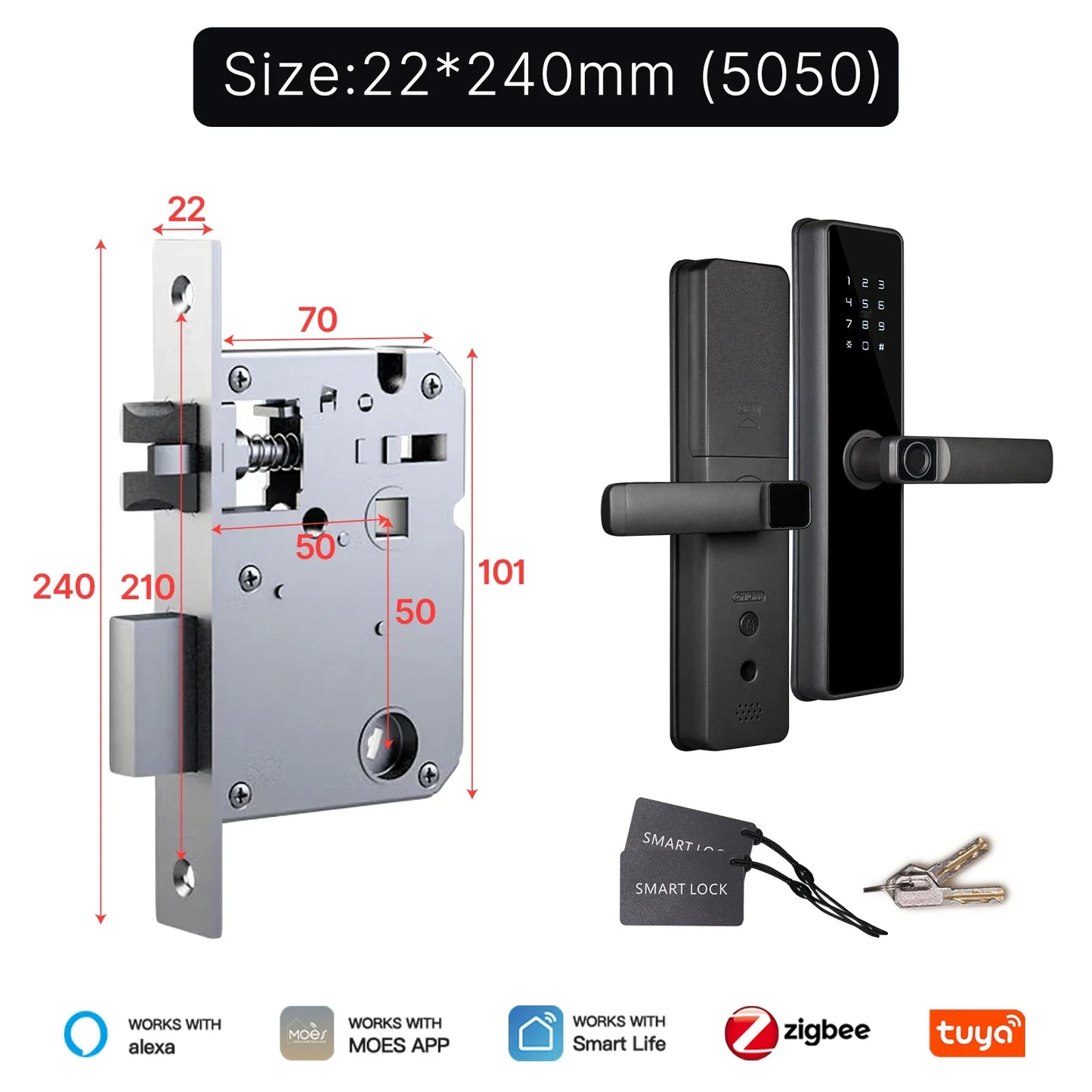 MOES Tuya Zigbee Smart Door Lock β Fingerprint, Password & IC Card with Alexa Support