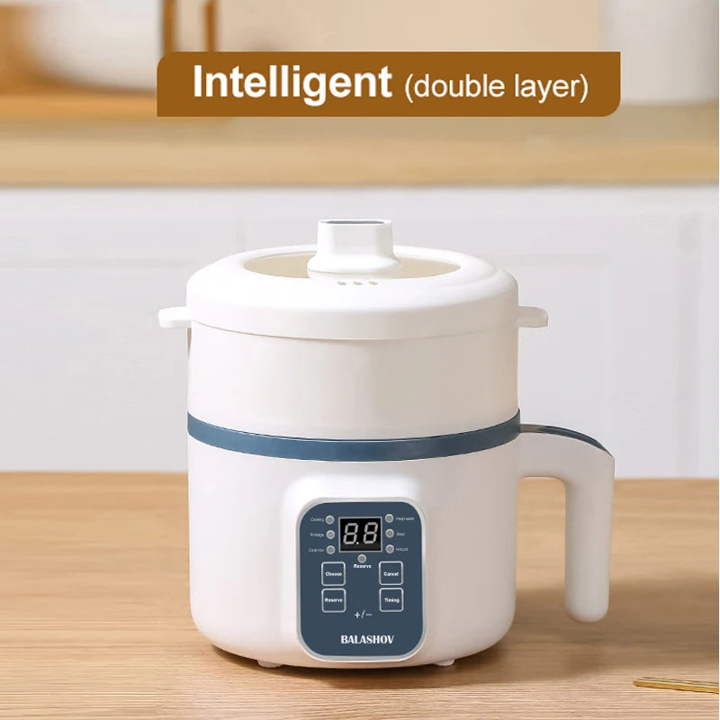 BALASHOV Compact Electric Rice Cooker 1.7L โ Non-Stick Inner Pot, Steaming Basket Included