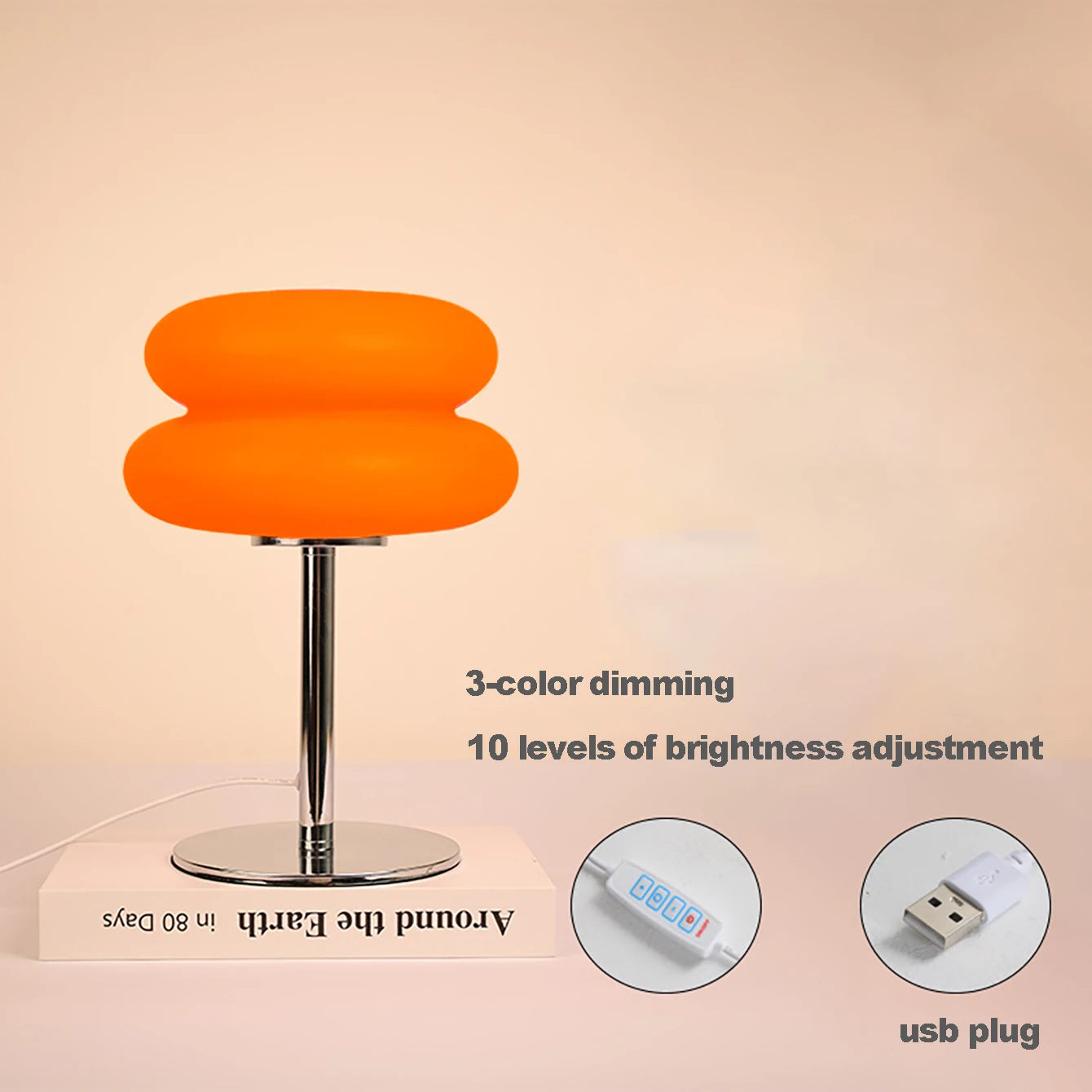 Topwinson LED Mushroom Night Light | USB Rechargeable, 3-Color Dimmable Bedside Lamp
