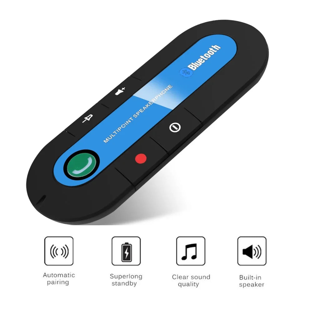 Car Sun Visor Bluetooth Speakerphone – Handsfree Calling Wireless Audio Receiver for Phone & Auto