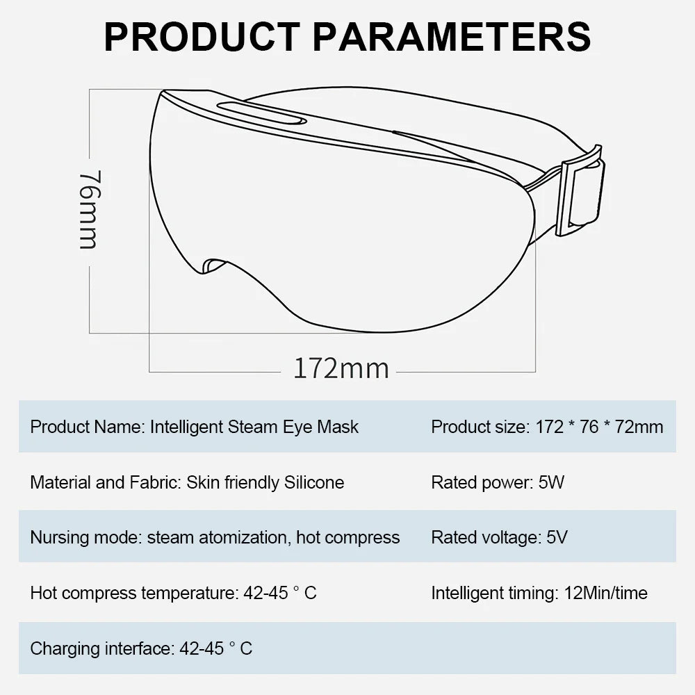 TINSOL Smart Steam Eye Mask – Heated Vibration Eye Relaxation Device