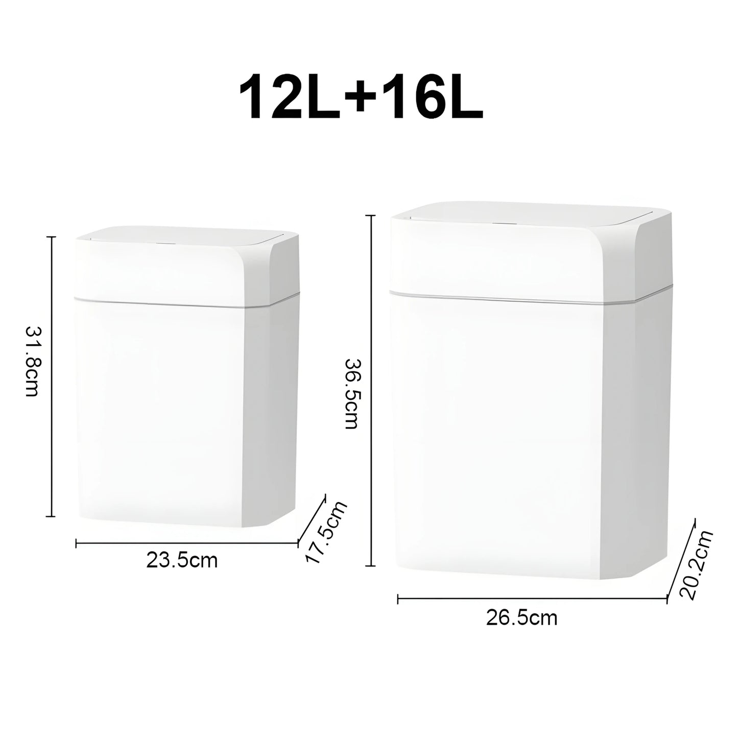 Smart Sensor Trash Can – Dual Induction Wave & Knee Open Bin (12L / 16L)