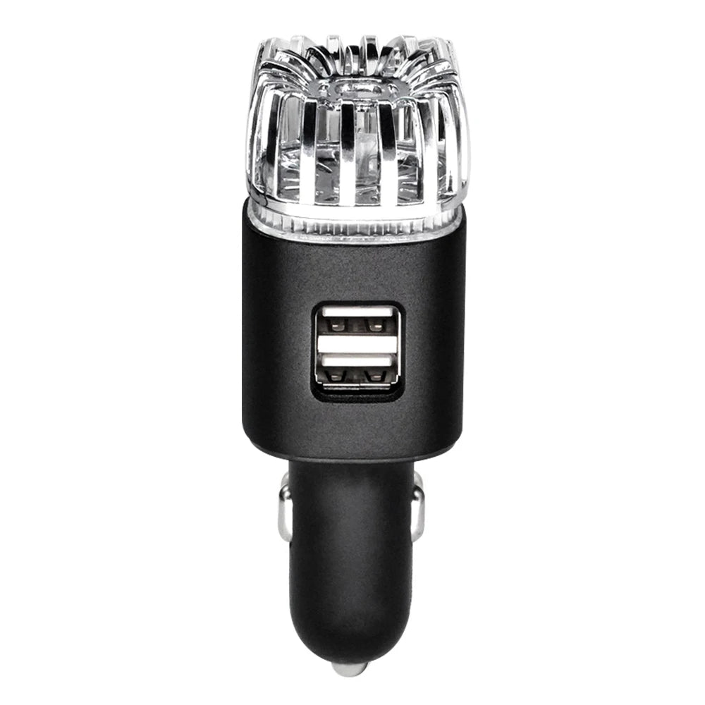 Mini Car Air Purifier with 5.6 Million Negative Ions & Dual USB Fast Charger – LED Oxygen Bar Freshener