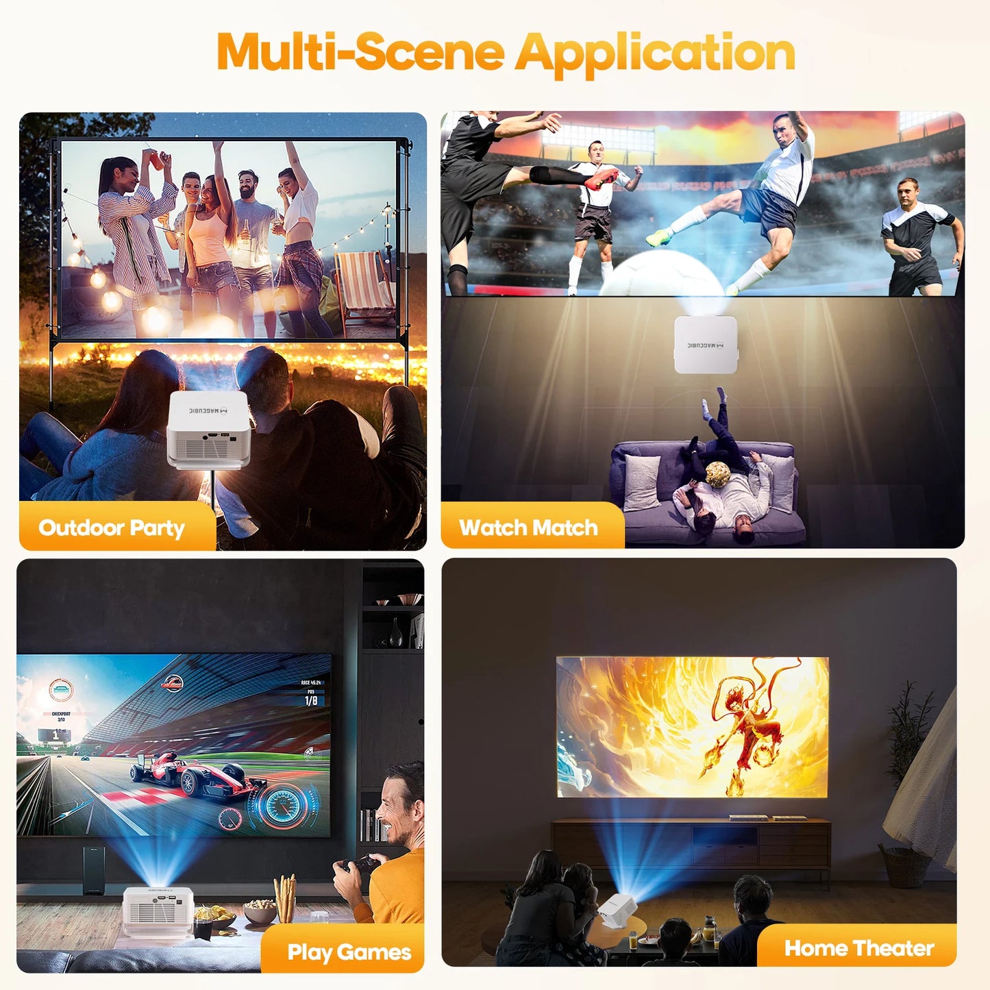 HY300 Max Smart Projector – Android 14, 400 ANSI, Auto Focus & Keystone