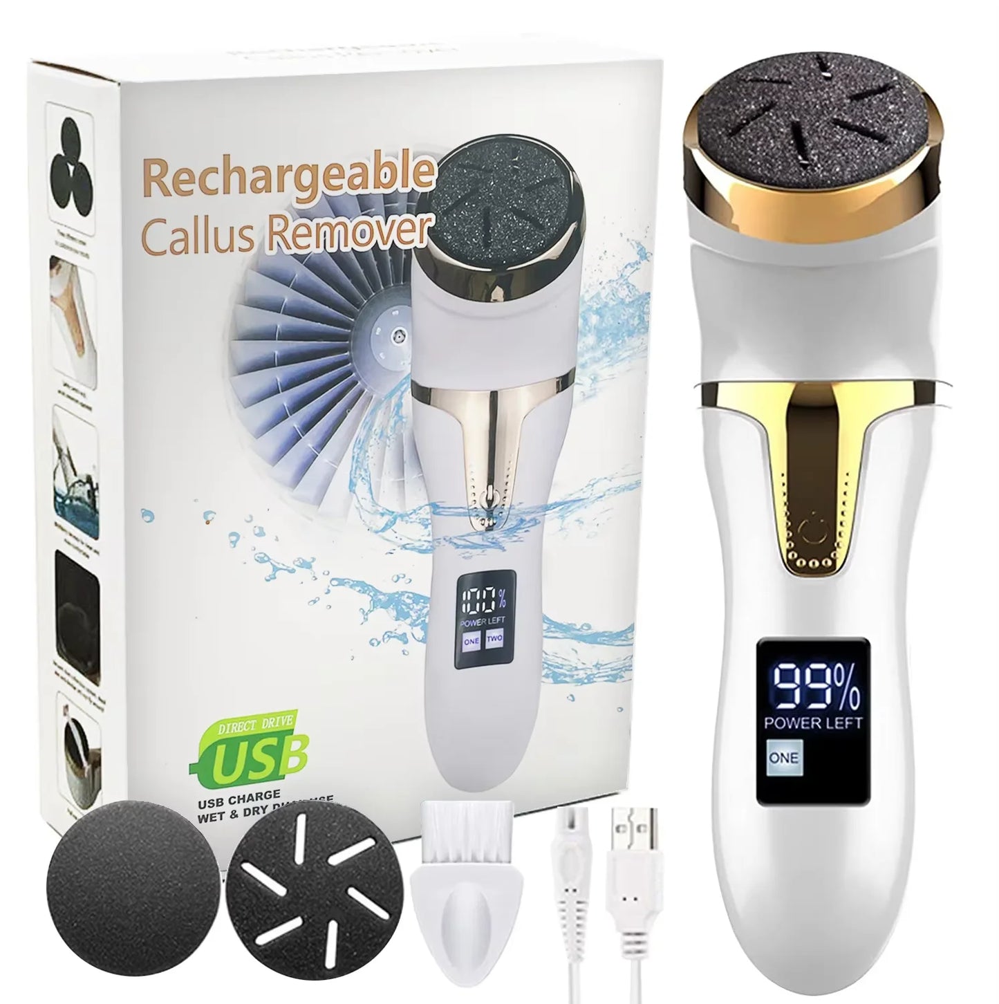 RESUXI Electric Foot Grinder with Suction – Rechargeable Callus & Keratin Remover
