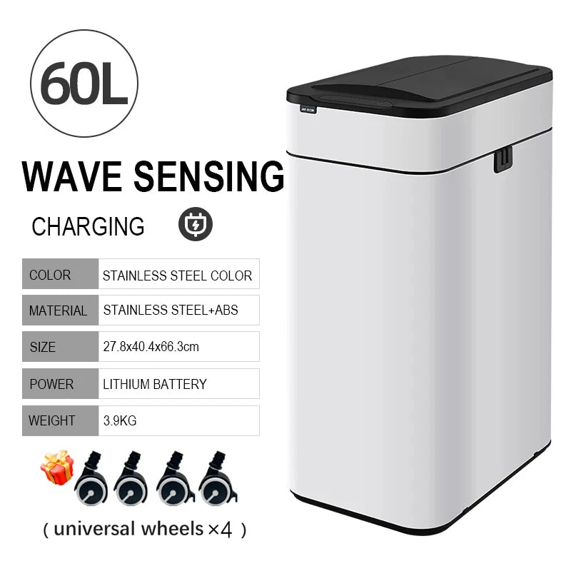 mart Stainless Steel Trash Can 20β60L β Touchless Sensor Kitchen Bin with Wheels