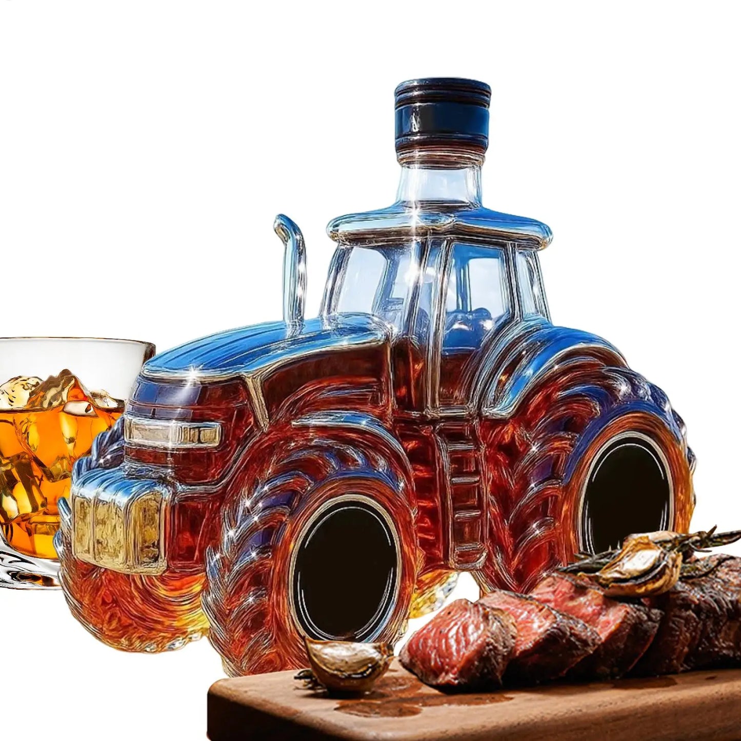 Decorative Tractor-Style Whiskey Decanter 300ml – Artistic Glass Liquor Bottle Bar & Home Display