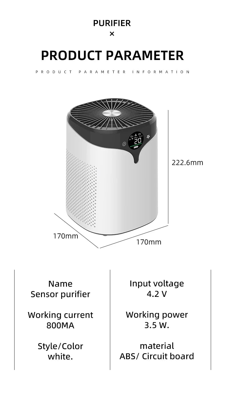 Mini Air Purifier for Bedroom & Office – K10 Ionizer, Formaldehyde Removal, Low Noise