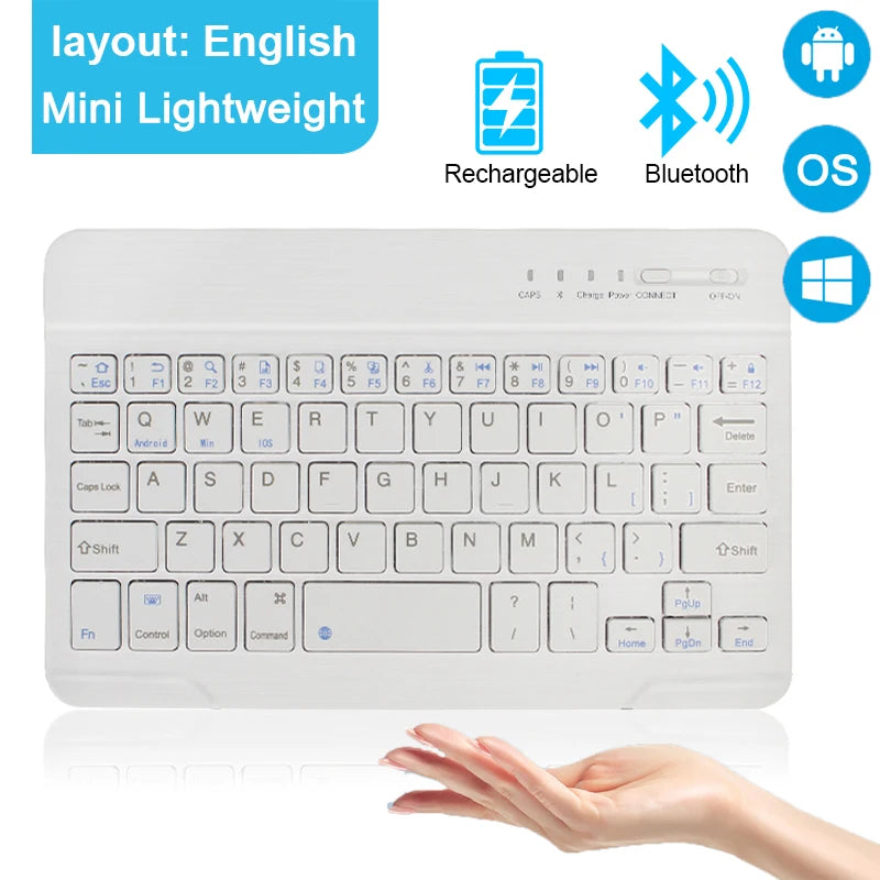Bluetooth Wireless Mini Keyboard – Rechargeable, Multi-Device, Compact Layout