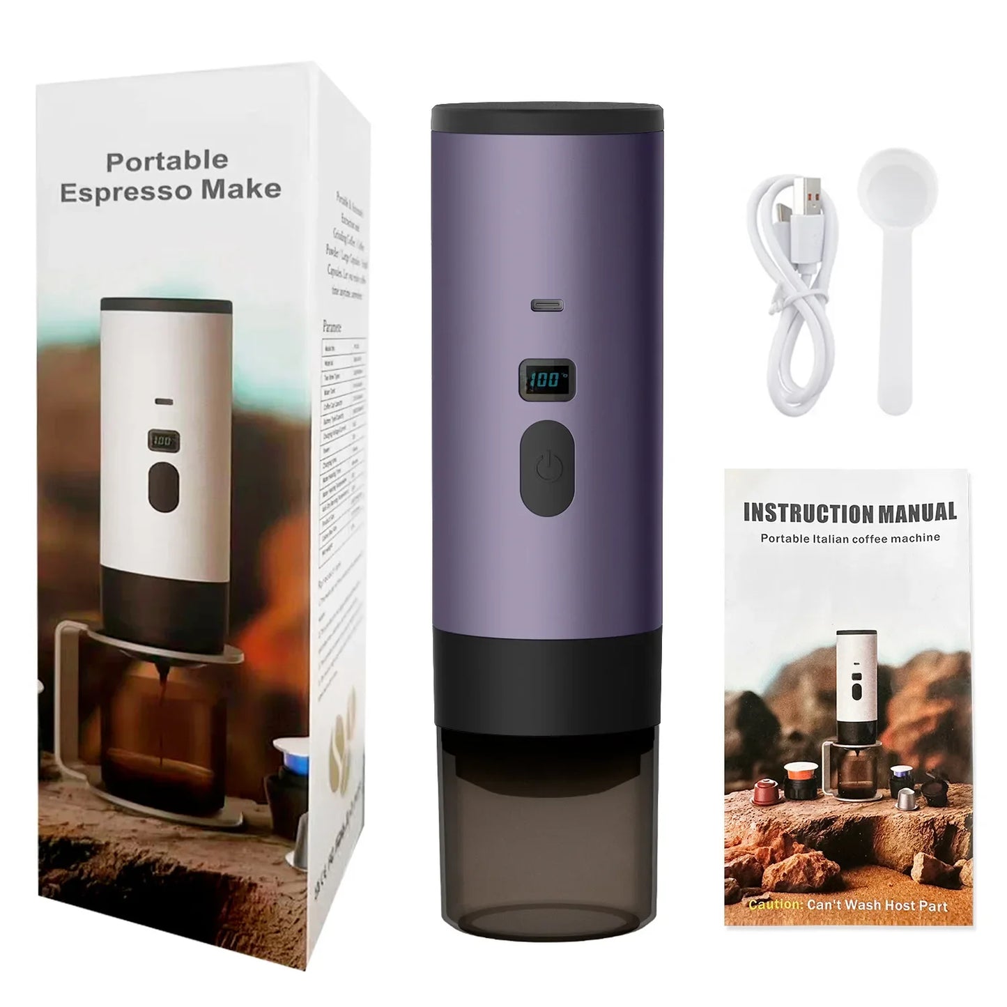 TINSOL Rechargeable Coffee Maker – Wireless Heating, 90ml Water Tank, Camping & Travel Use