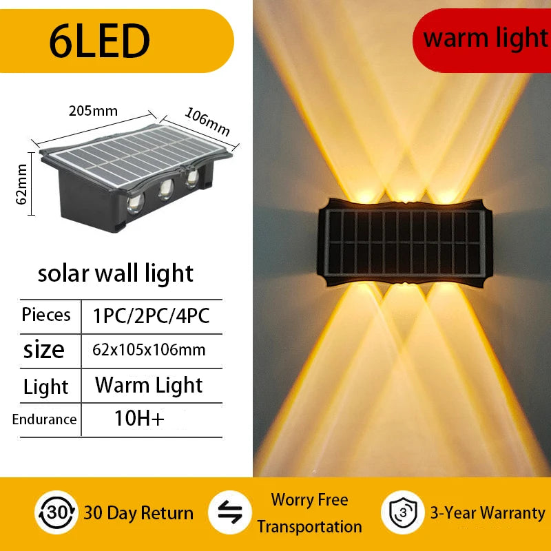 CHENBEN Solar LED Wall Light | IP65 Waterproof Outdoor Wall Lamp, Warm/RGB