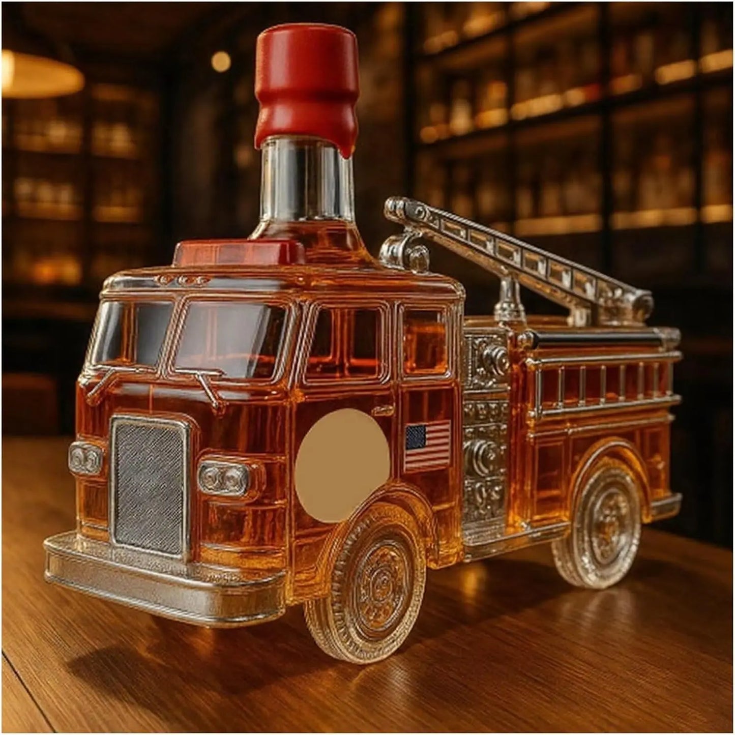 Fire Truck Shaped Glass Whiskey Decanter 300ml – Hand-Blown Borosilicate Crystal Liquor Bottle Bar & Home Decor