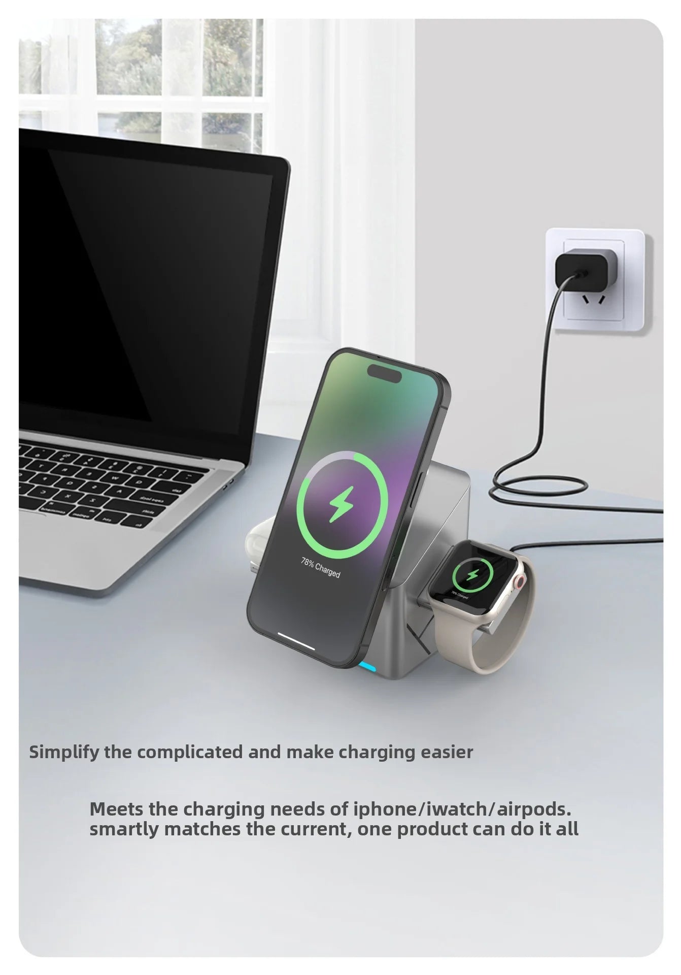 15W Fast Charging 3-in-1 Magic Cube Spin Wireless Charger with Strong Magnetism
