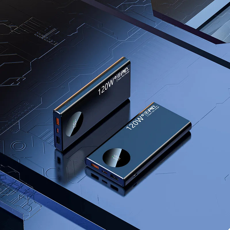 120W Super Fast Charging Power Bank 20000mAh β Built-in Cables, LED Display, PD Quick Charge