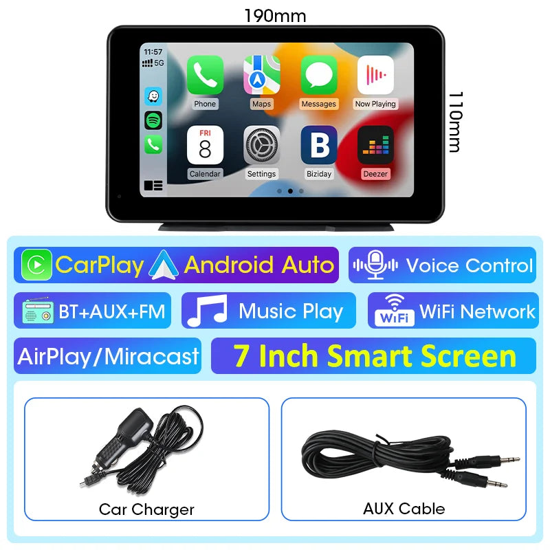 VTOPEK 7β / 11.26β Wireless CarPlay & Android Auto Dashboard Screen β Optional Dual Camera DVR
