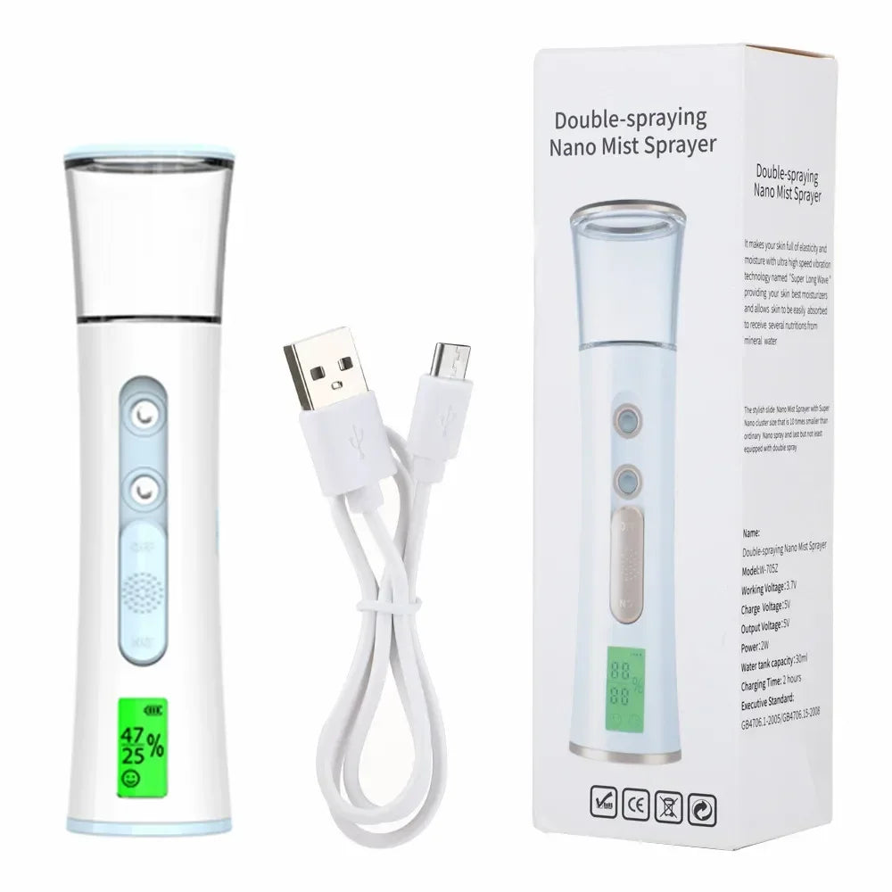 Handheld Nano Mist Sprayer – Rechargeable Facial Steamer for Skin Rejuvenation