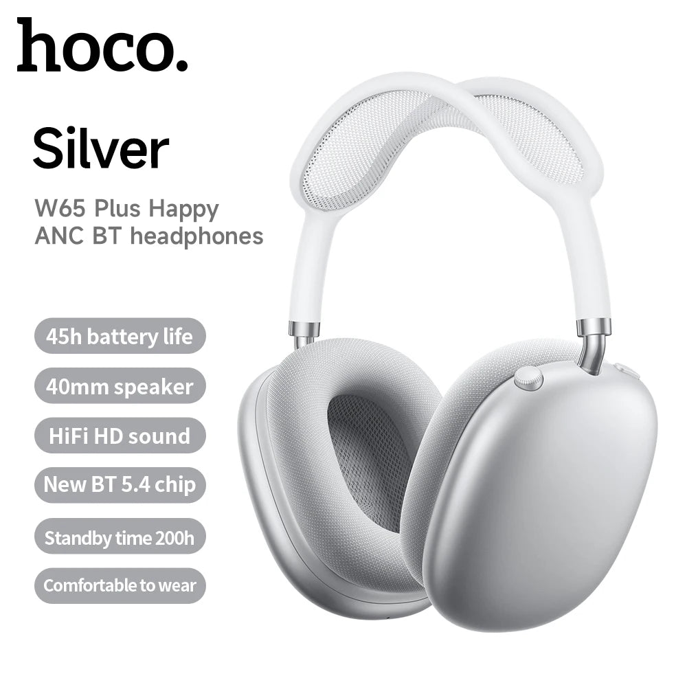 W65 Plus ANC Wireless Headphones – Bluetooth 5.4, 45H Playtime, Mic
