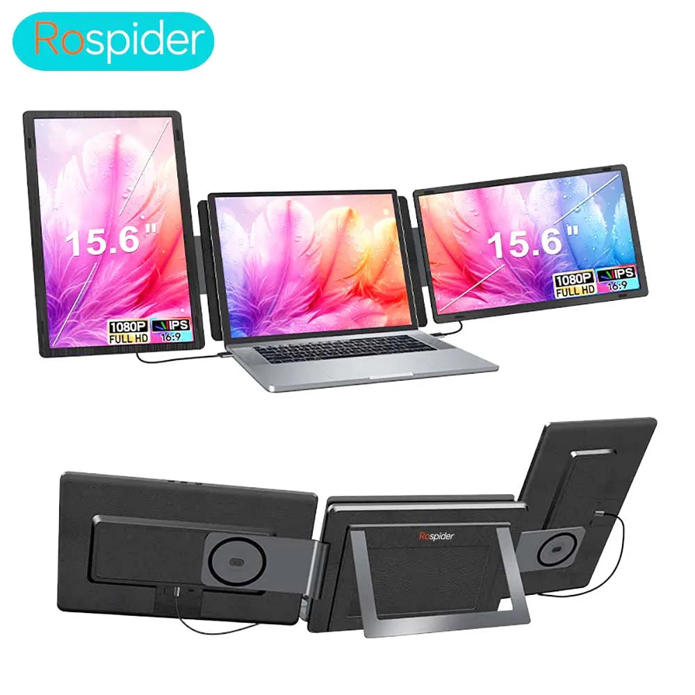 Rospider 14″ Portable Monitor – IPS Type-C, 1920×1080, Rotatable Swivel Display