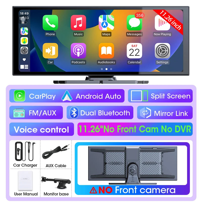 Develuck 11.26” 4K Smart Rearview Mirror Dash Cam with CarPlay & Android Auto
