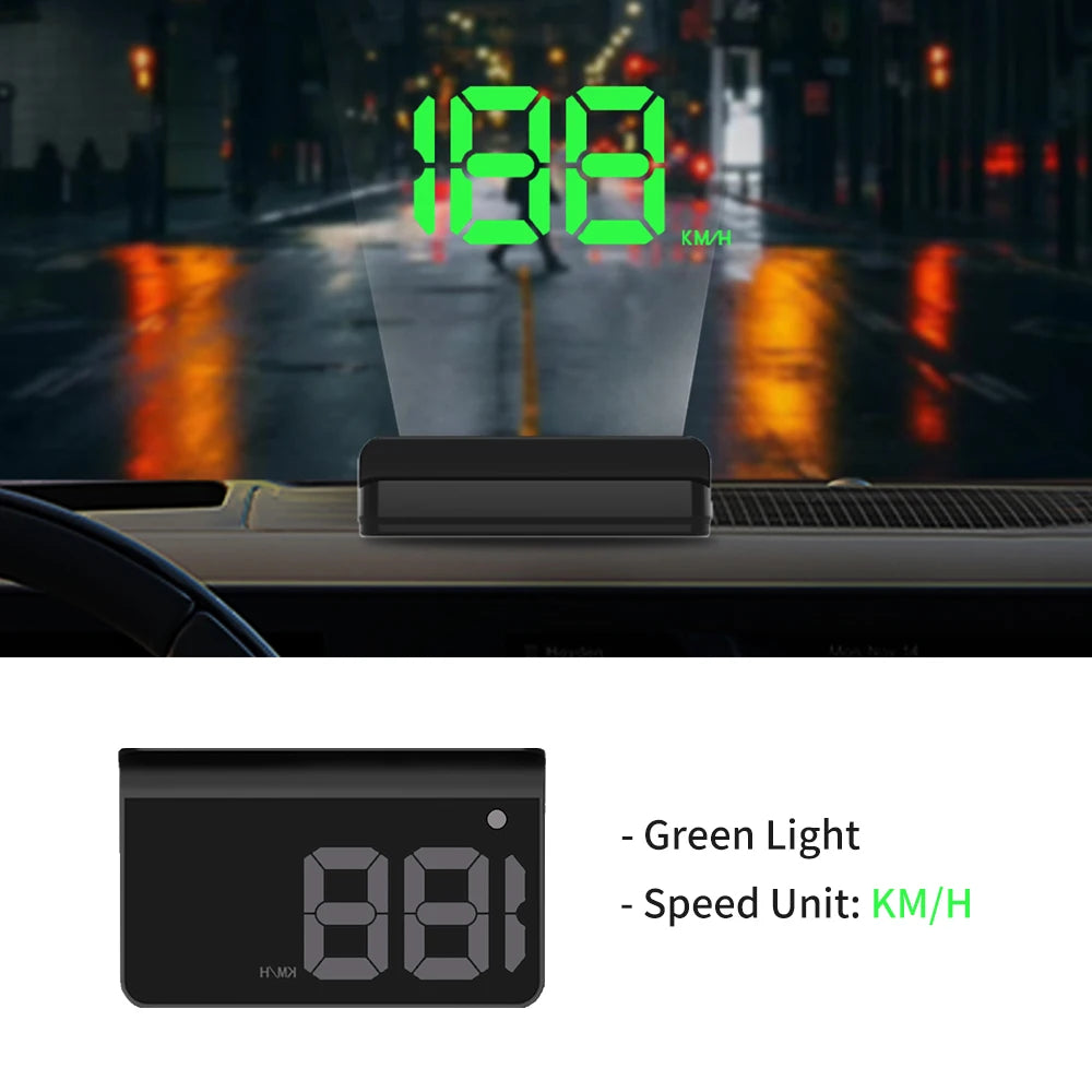 KWHUD GPS Car Head-Up Display β USB Plug & Play Speedometer HUD with Auto Brightness (KM/H or MPH Fixed Unit)