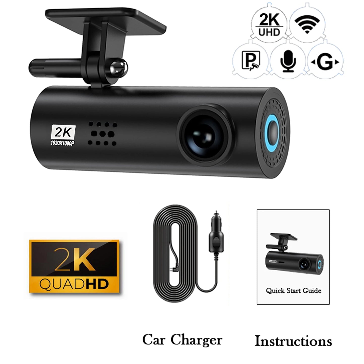 etymoofox 4K Mini Dash Cam β Ultra HD WiFi Car DVR with Night Vision & Parking Monitor