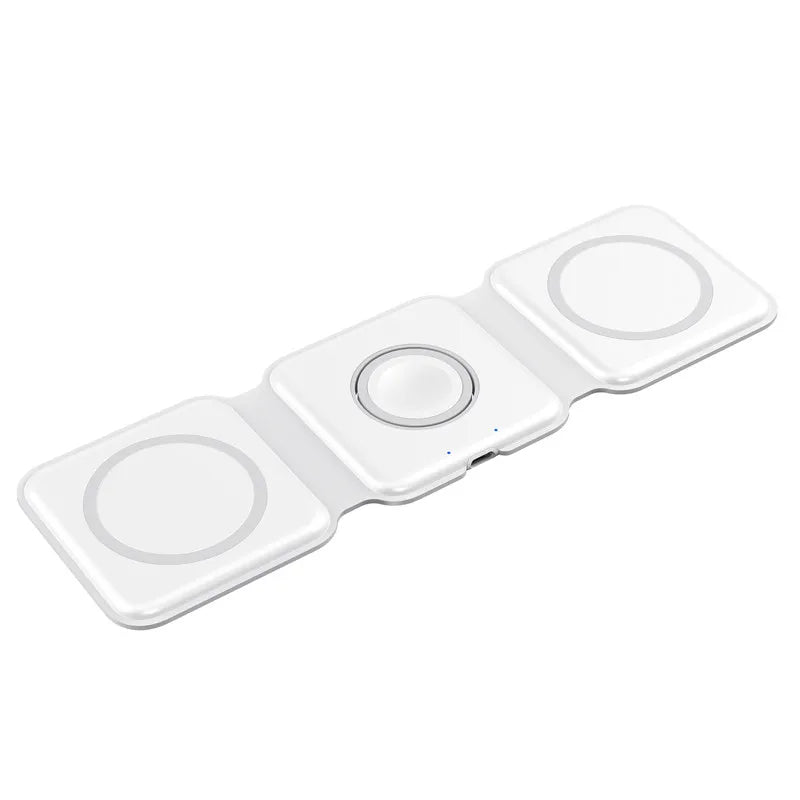 VIKEFON 3-in-1 Magnetic Wireless Charger 15W | Foldable Fast Charging Stand for iPhone, Apple Watch & AirPods