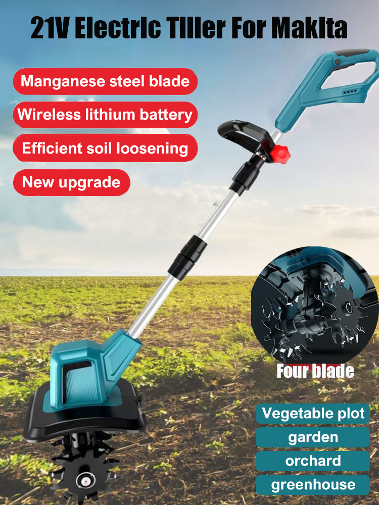 ISFRIDAY Electric Cultivator 21V Cordless Garden Tiller 330RPM For Makita Battery(NO Battery)