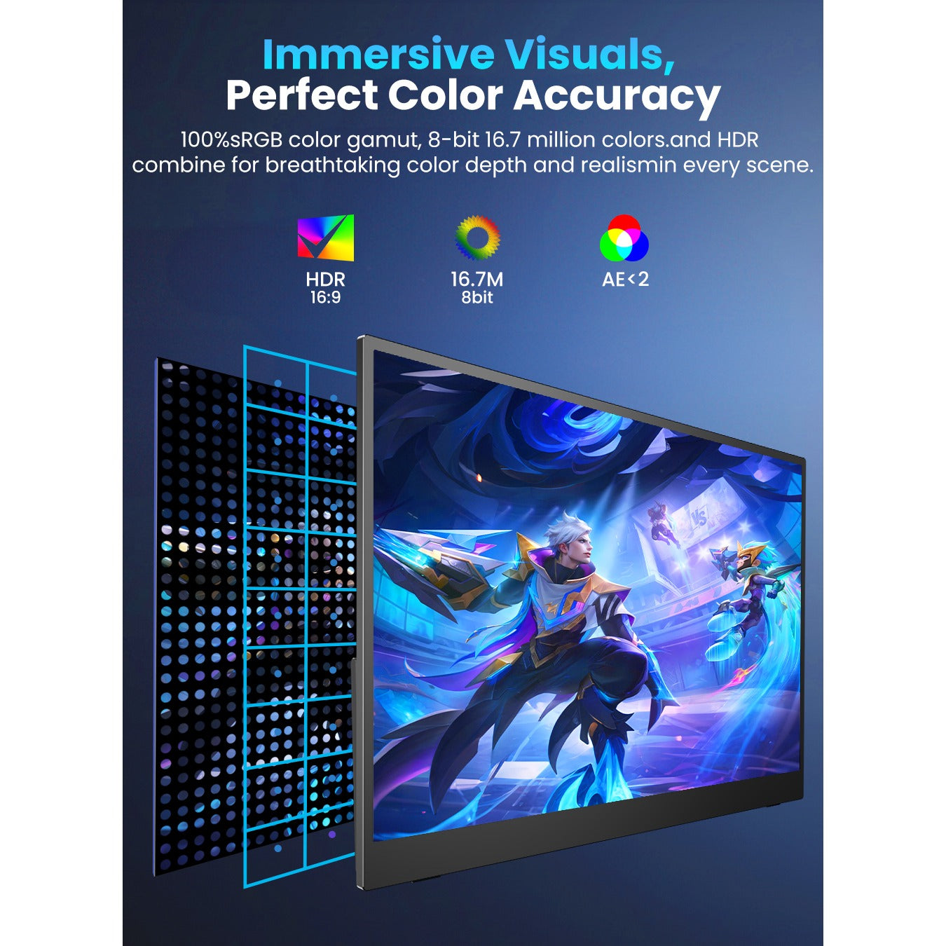 UPERFECT 17.3″ 144Hz Portable Gaming Monitor IPS USB-C HDMI HDR External Display