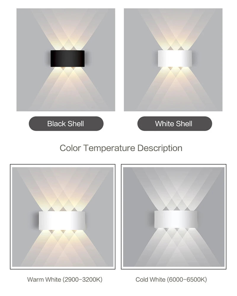 ErtimeLED IP65 Up & Down LED Wall Light | Indoor Outdoor Waterproof Sconce (2W–12W)
