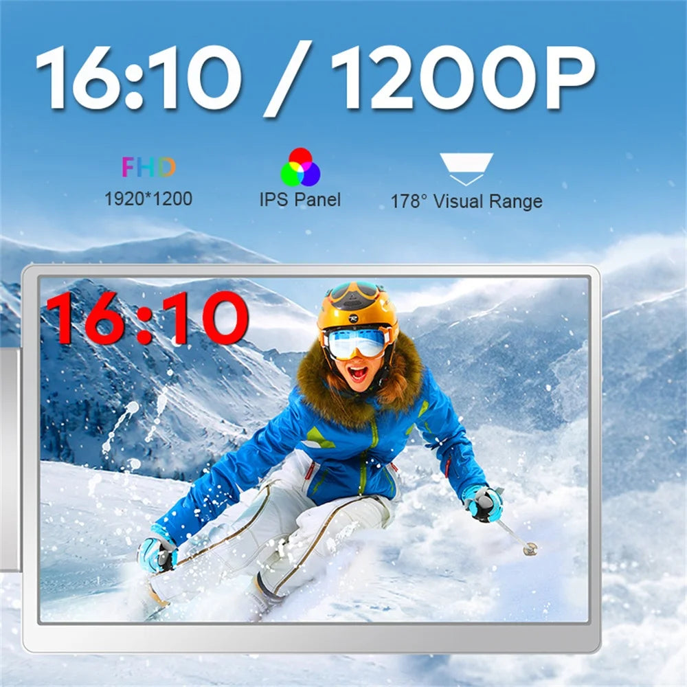 Rospider 16″ Triple Screen Laptop Extender IPS Monitor | 1920×1200 FHD | Dual Rotatable Screens | Type-C Portable Display