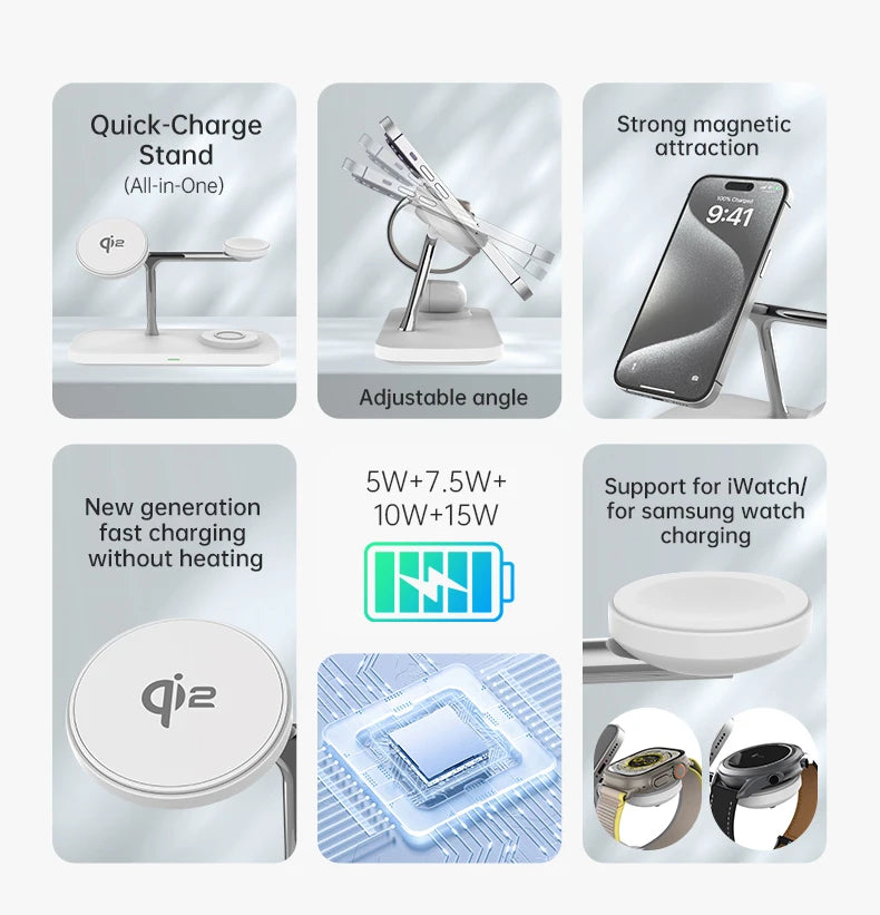 Qi-Certified 15W Magnetic Wireless Charging Station – Apple Devices