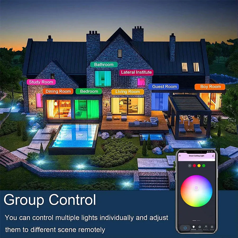 Tuya Smart LED Ceiling Light | WiFi RGB Dimmable 24W Modern Lamp