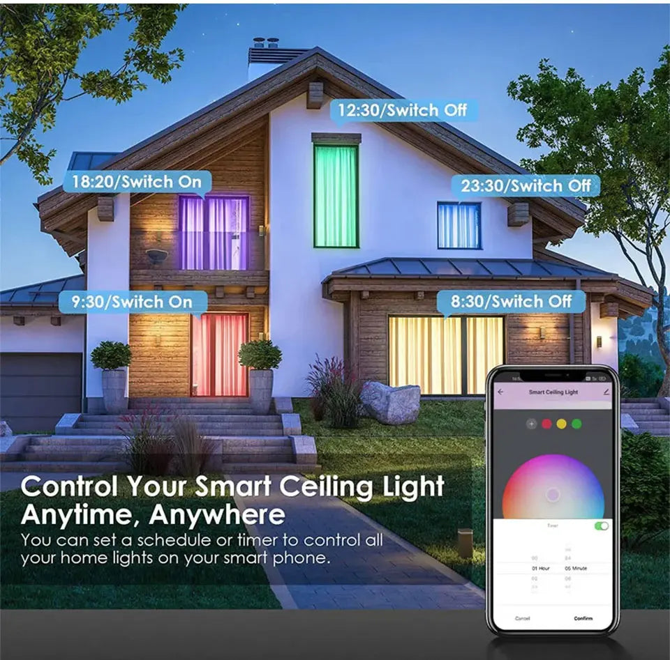 Tuya Smart LED Ceiling Light | WiFi RGB Dimmable 24W Modern Lamp