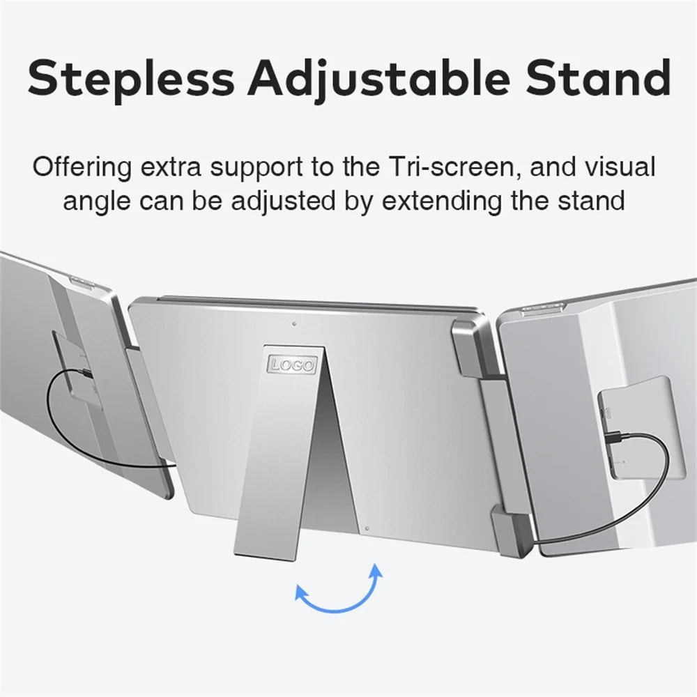 Rospider 16″ Triple Screen Laptop Extender IPS Monitor | 1920×1200 FHD | Dual Rotatable Screens | Type-C Portable Display