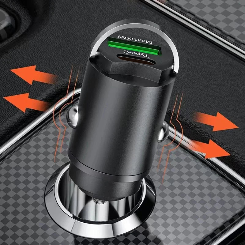 100W Car Charger Lighter – Quick Charge 3.0 + USB-C Fast Charger